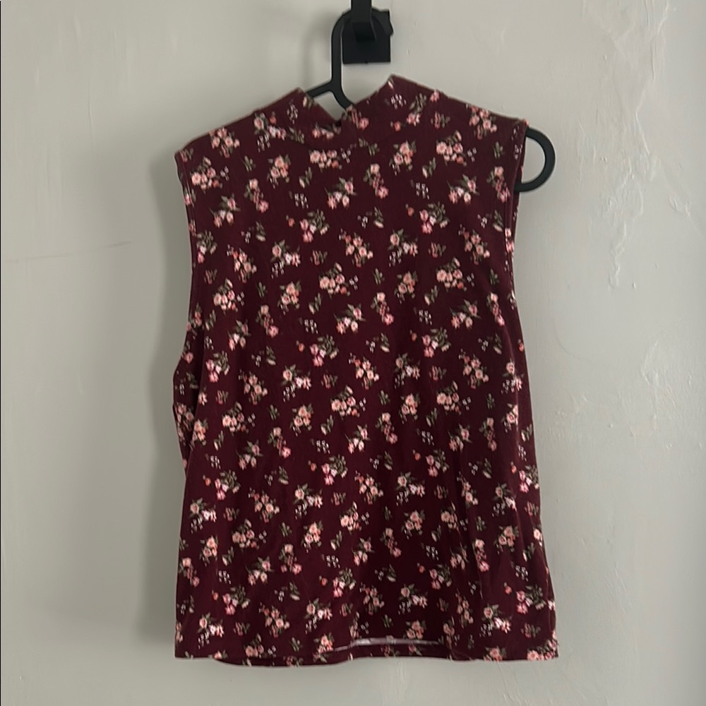 Floral Sleeveless Top - Burgundy